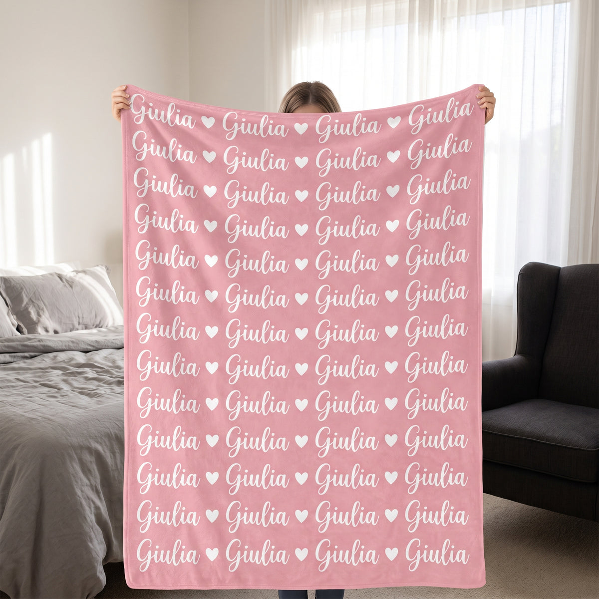 Coperta personalizzata rosa con nome