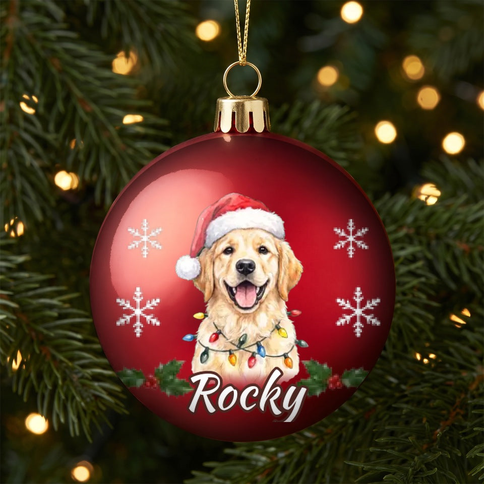 Pallina rossa personalizzata con ritratto del cane