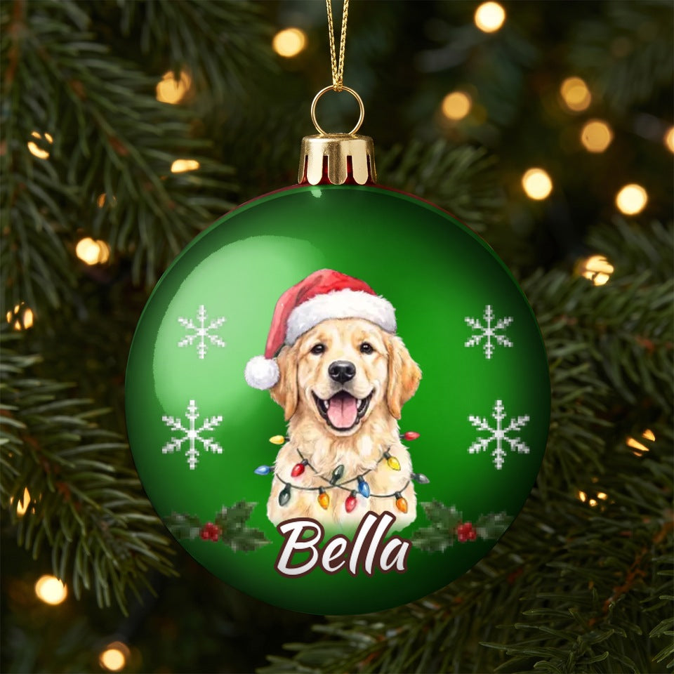 Pallina verde personalizzata con ritratto del cane