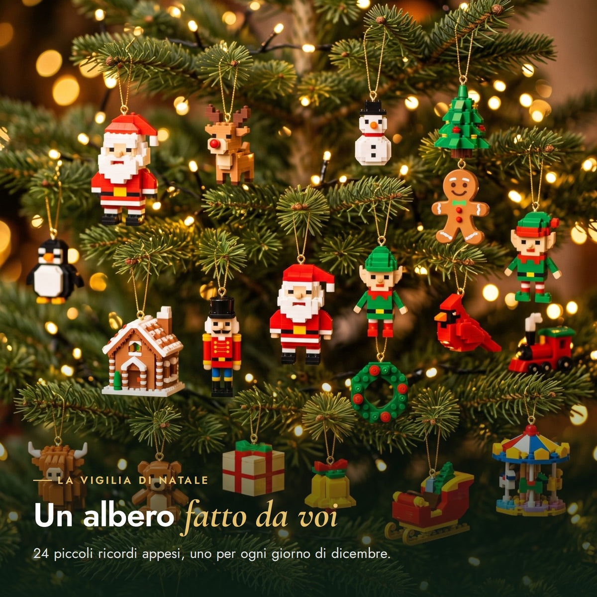 Albero decorato con le mini costruzioni