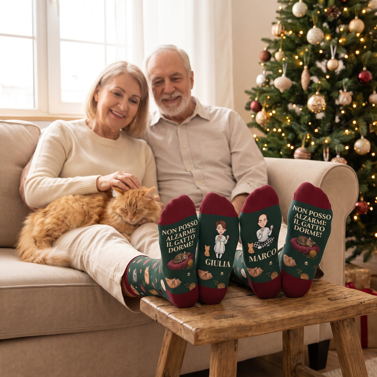 Calzini gatto per la coppia a Natale