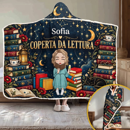 Coccolibro coperta con cappuccio da lettura personalizzata con nome