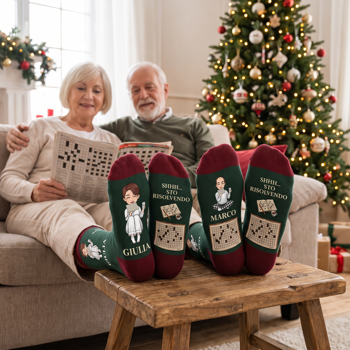 Calzini personalizzati cruciverba per nonni a Natale