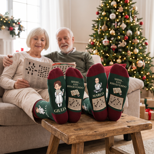 Calzini personalizzati cruciverba per nonni a Natale