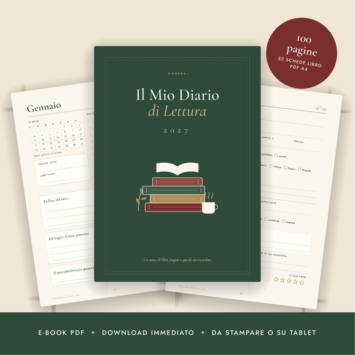 E-book Il Mio Diario di Lettura 2027 – 100 pagine, 52 schede libro