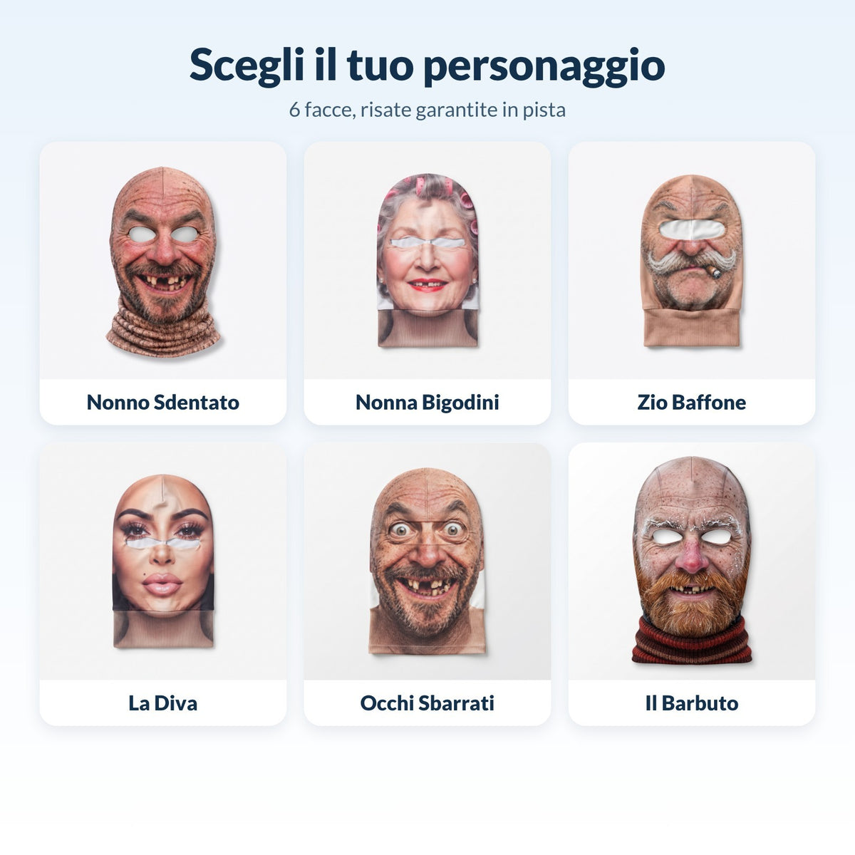 I 6 personaggi del passamontagna Facciatosta