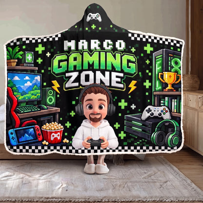 Coperta gaming personalizzata verde per uomo