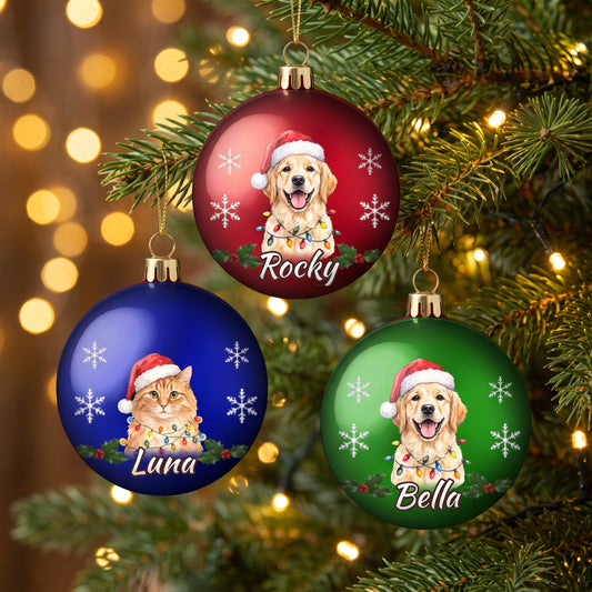 Palline di Natale personalizzate con la foto del cane e del gatto
