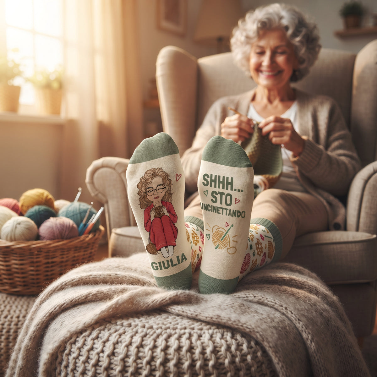 Calzini personalizzati uncinetto per la nonna