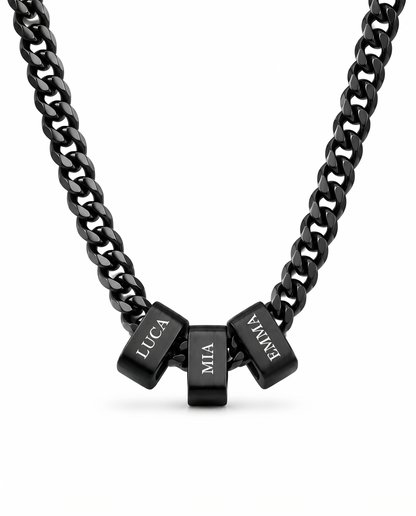 Legame collana personalizzata con nomi nera