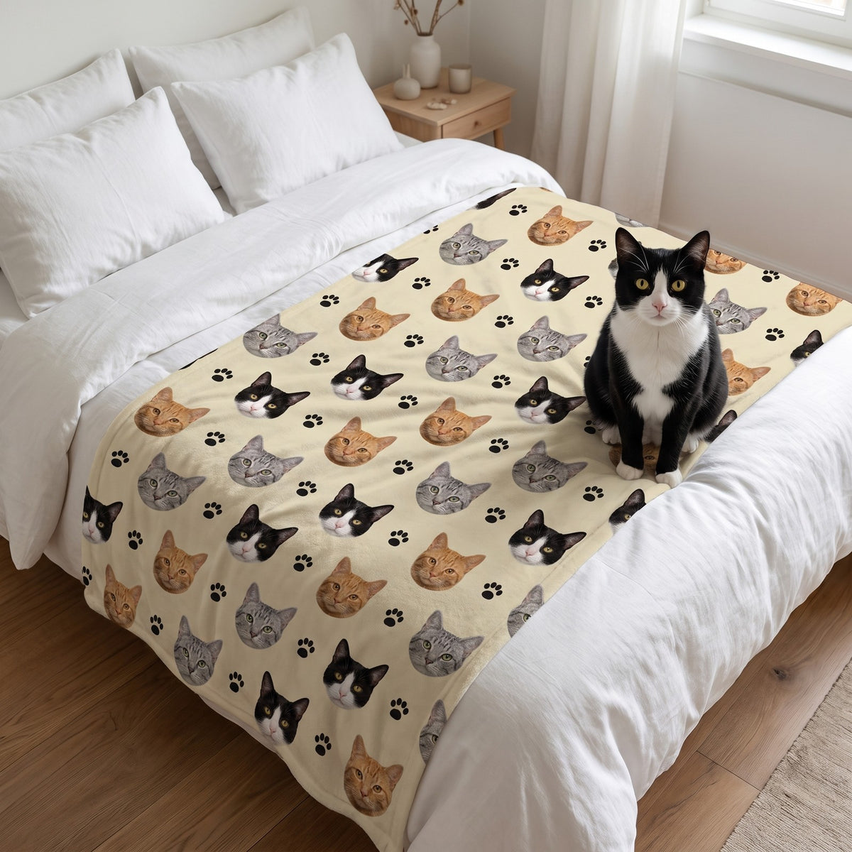 Coperta con 3 gatti diversi sul letto