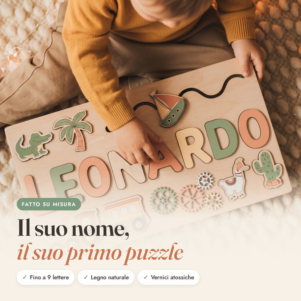Nomino puzzle in legno con nome