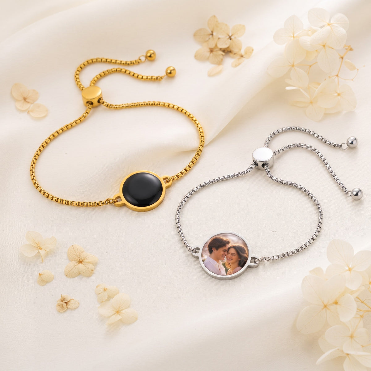 Bracciale Rivela con foto nascosta, oro e argento