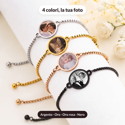 Bracciale con foto in 4 colori: argento, oro, oro rosa, nero