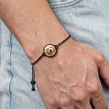 Bracciale nero con foto del cane per uomo