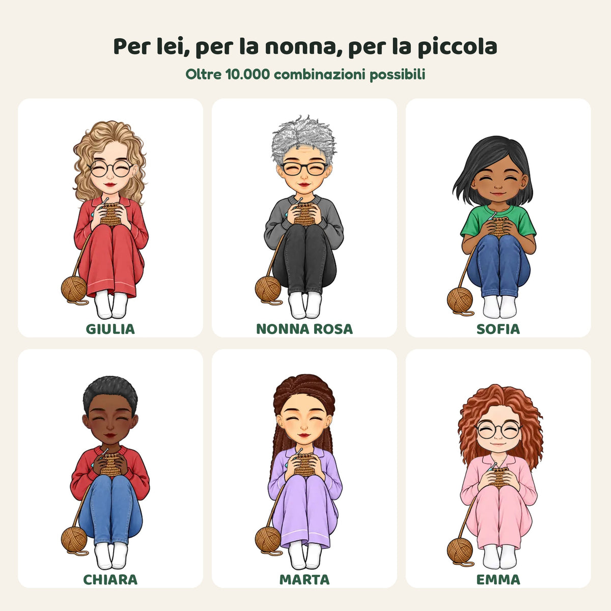 Personaggi donna, nonna e bambina