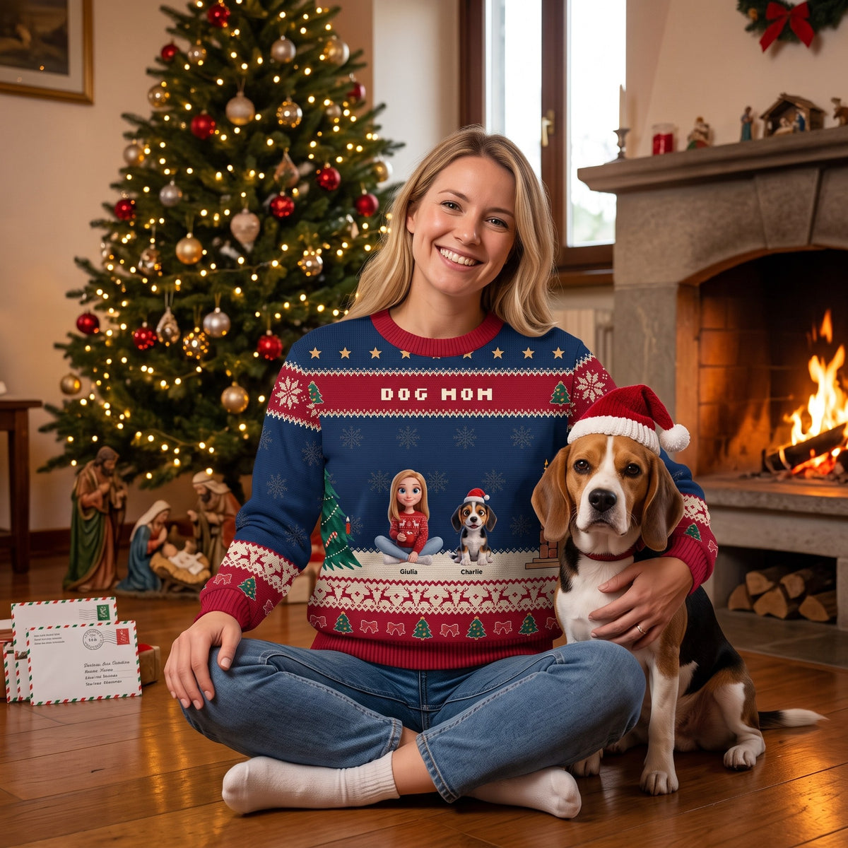 Maglione natalizio personalizzato con il tuo cane