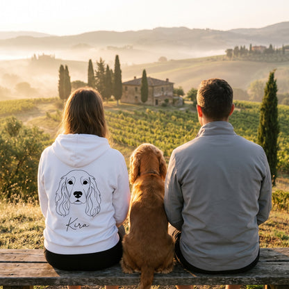 Felpa bianca personalizzata con cocker spaniel